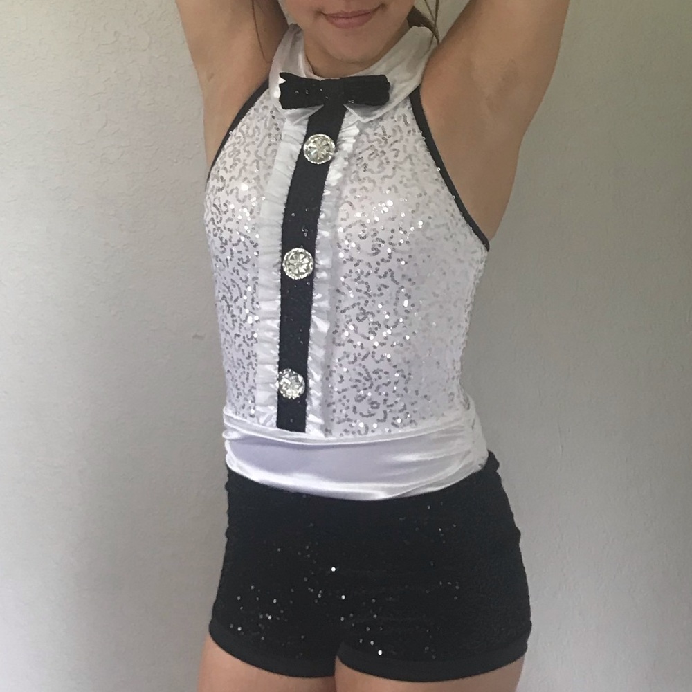 black and white sparkle dance costume